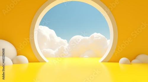 Yellow studio background with cloud 