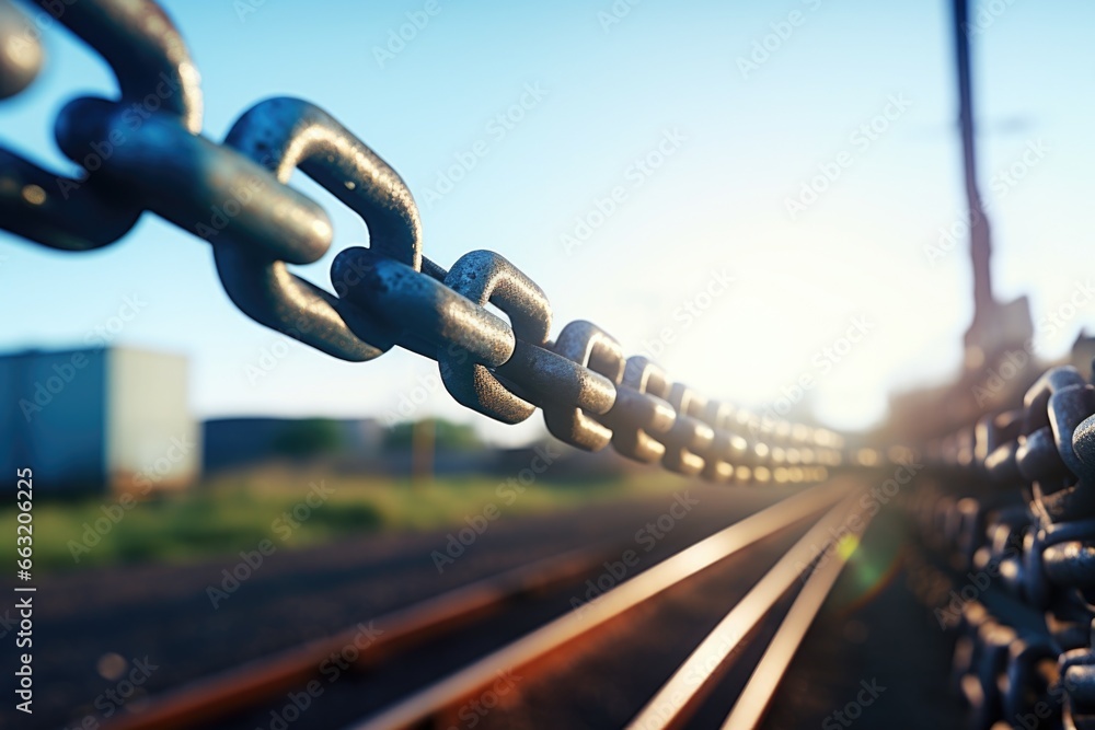 Naklejka premium a chain link reconnecting under daylight