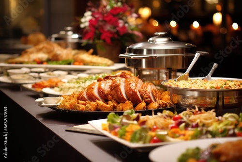 spread of expensive buffet food