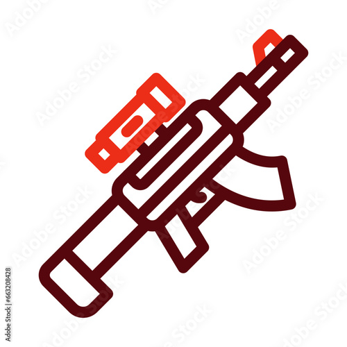 Light Machine Gun Thick Line Two Colors Icon Design