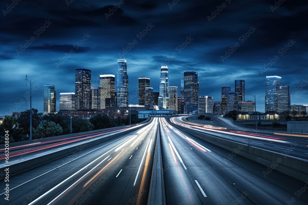 Animated Abstract City Blur. Moving cars with blurred lights through the city at night. Generative AI Animated Abstract City Blur. Moving cars with blurred lights through the city at night. Generative AI