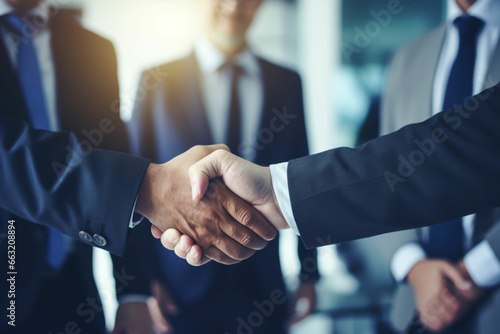 Group of business persons shaking hands in the office