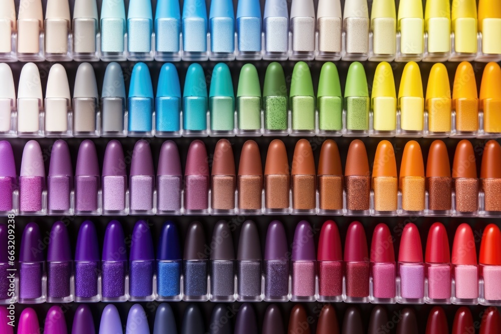collection of colorful nail polishes in a row collection of colorful nail polishes in a row