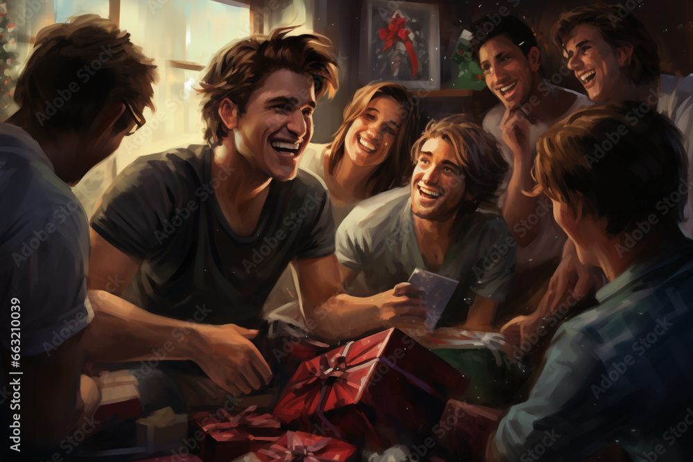 friends participated in a Secret Santa gift exchange, where they had to guess who their mysterious gift-giver was. friends participated in a Secret Santa gift exchange, where they had to guess who their mysterious gift-giver was.