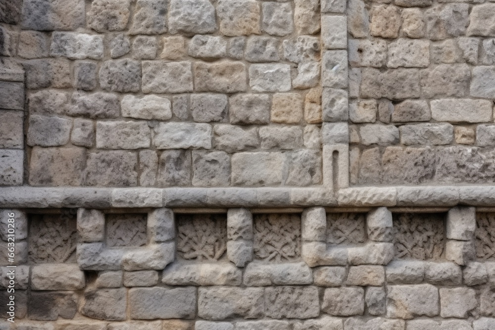 a close-up of detailed stonework in a castles facade