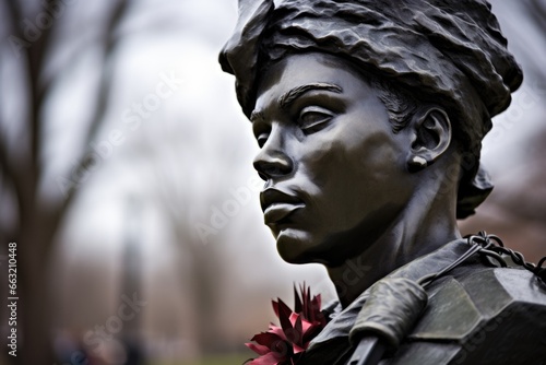 close-up of a fallen soldier memorial
