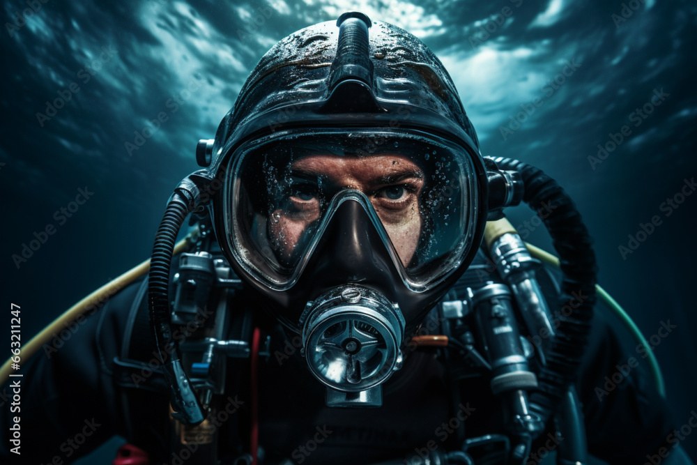man explored the depths of the ocean while scuba diving. man explored the depths of the ocean while scuba diving.