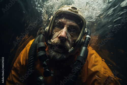 man explored the depths of the ocean while scuba diving.
