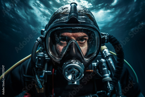 man explored the depths of the ocean while scuba diving.