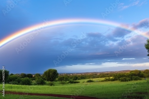 rainbow arc in the sky after rainfall