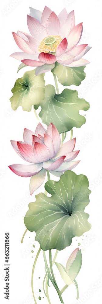 pink lotus in painting watercolor
