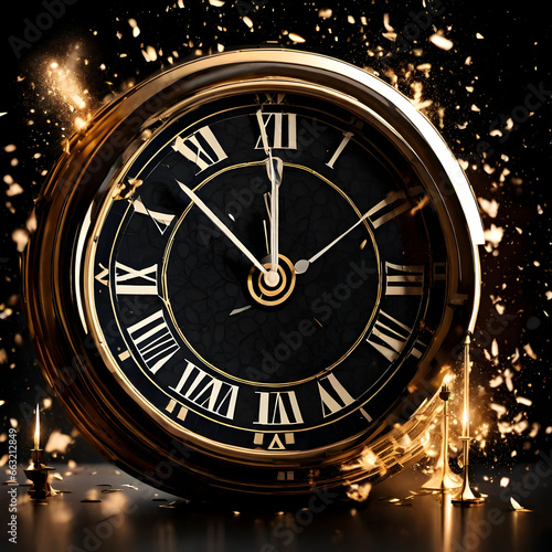 The Countdown Begins: A clock striking midnight, marking the transition into a brand-new chapter of time.