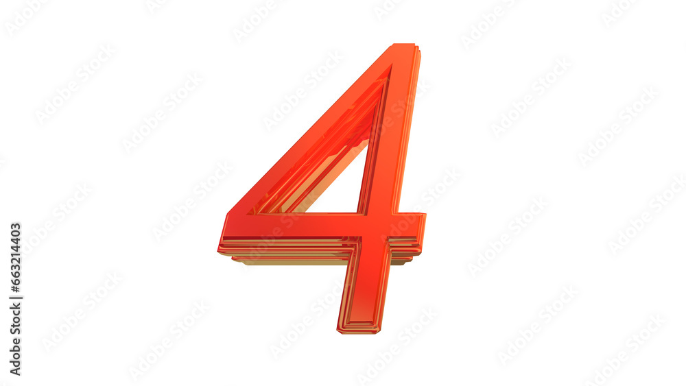 Obraz premium Clean red glossy 3d number 4