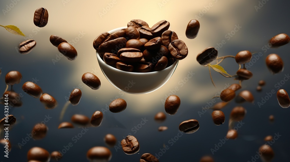 Coffee beans on dark background. Generative AI Coffee beans on dark background. Generative AI