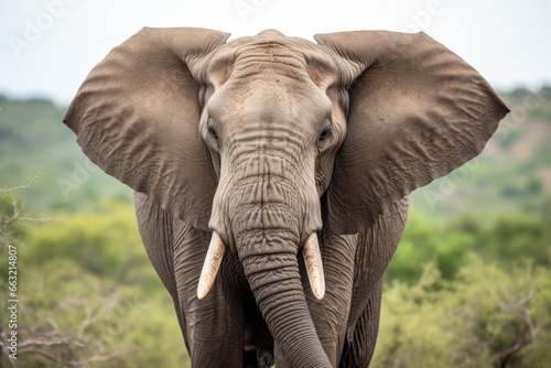 close up of a mature elephant in the wild
