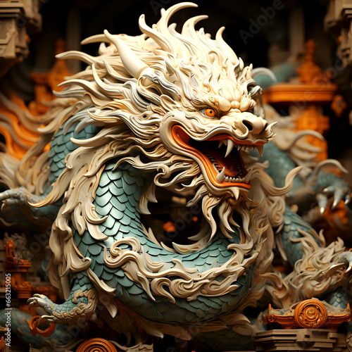 Chinese Zodiac Dragon Sculpture in Vivid Detail