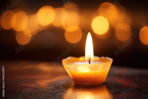 a candle flame, close-up, emitting a soft, warm glow