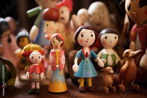 handcrafted toys depicting characters from folklore tales