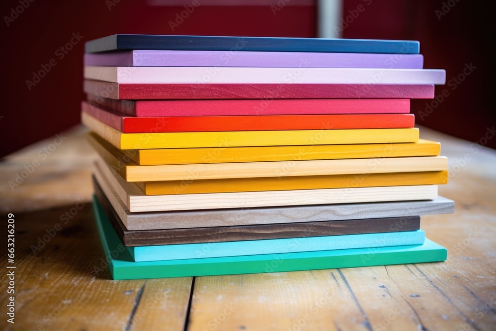 stack of multi-colored boards stack of multi-colored boards