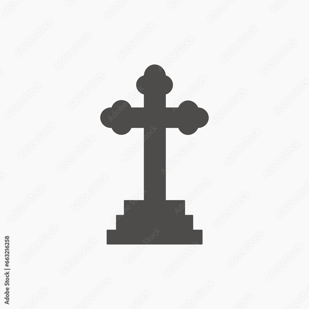 Rip grave icon vector isolated. coffin, tombstone, funeral, graveyard, grave, gravestone, cross symbol