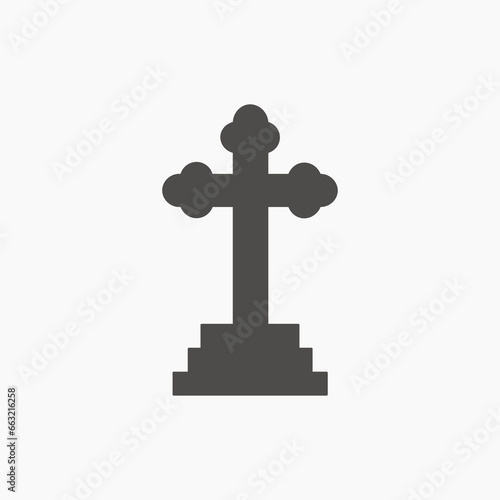 Rip grave icon vector isolated. coffin, tombstone, funeral, graveyard, grave, gravestone, cross symbol