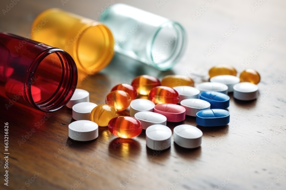 pet medication capsules spread on a table pet medication capsules spread on a table