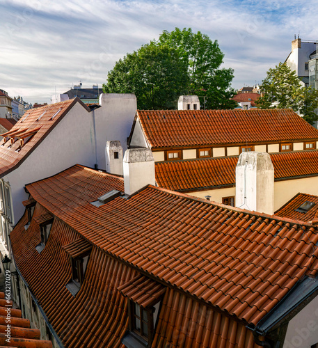 Roofs covered with red tiles, Prague