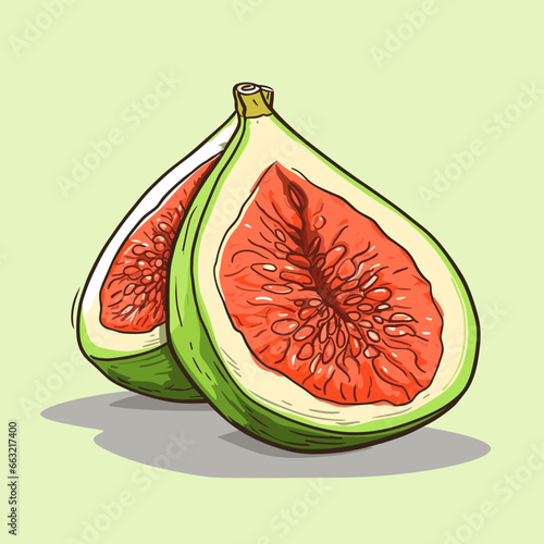Fig hand-drawn illustration. Fig. Vector doodle style cartoon illustration. AI generative