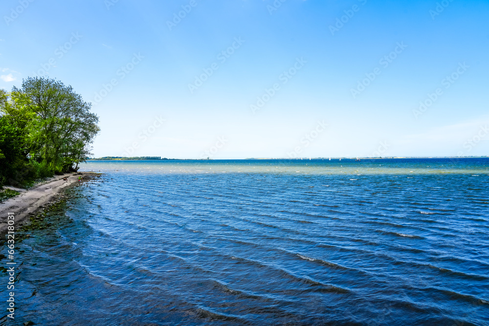 Landscape at Wendorf Beach near Wismar. View of the Baltic Sea.
