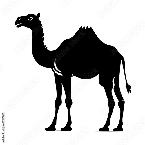 Camel black icon on white background. Camel silhouette. AI generative