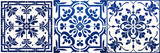 This ceramic tile design showcases a beautiful damask and Victorian style in blue and white porcelain with a seamless background, a large floral frame at its centre, and Baroque art elements.