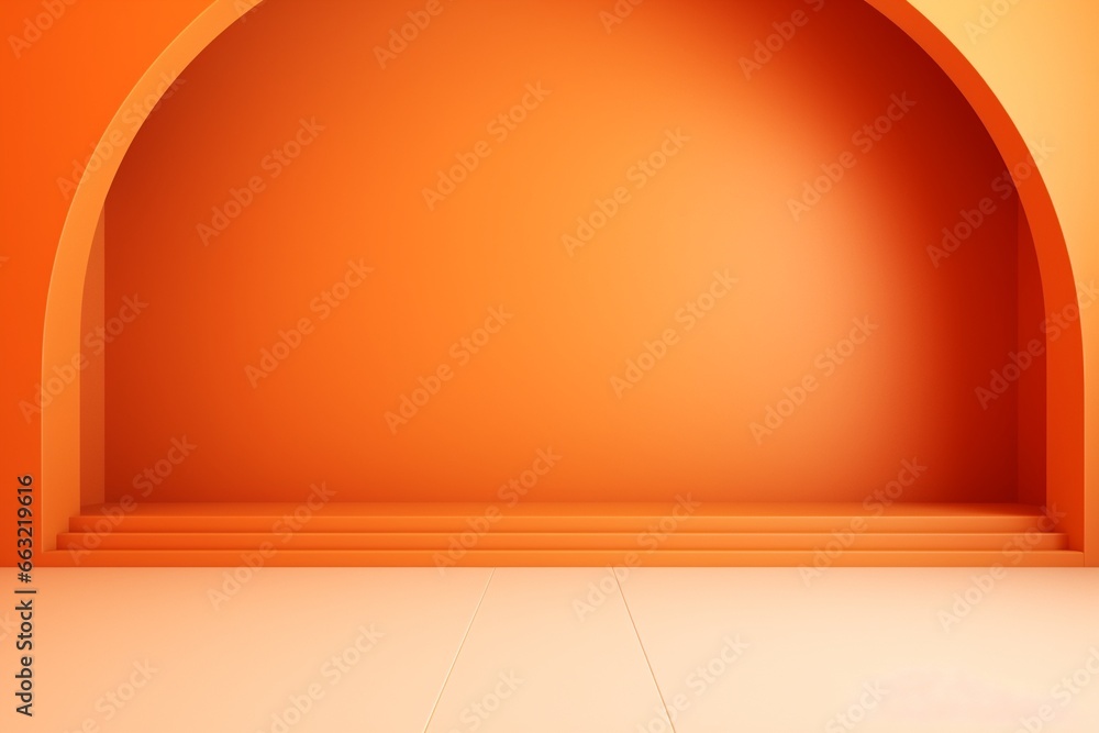 Minimalistic Abstract Room with Orange Arch Minimalistic Abstract Room with Orange Arch