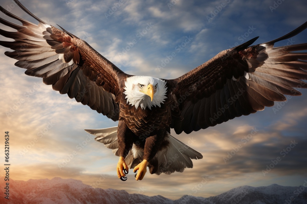 Graceful Bald Eagle Soaring Through Clouds Graceful Bald Eagle Soaring Through Clouds