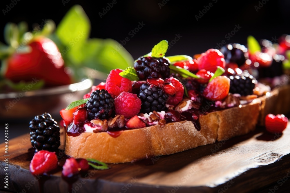 mixed berry bruschetta bathed in natural sunlight mixed berry bruschetta bathed in natural sunlight