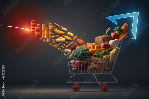 Sharp rise in food prices. AI generated
