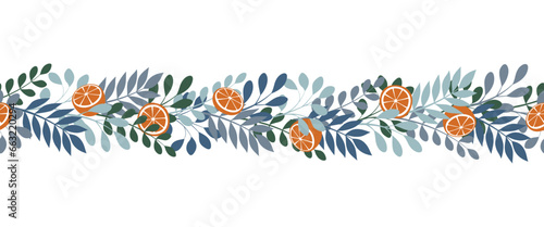 Vector seamless border with plants