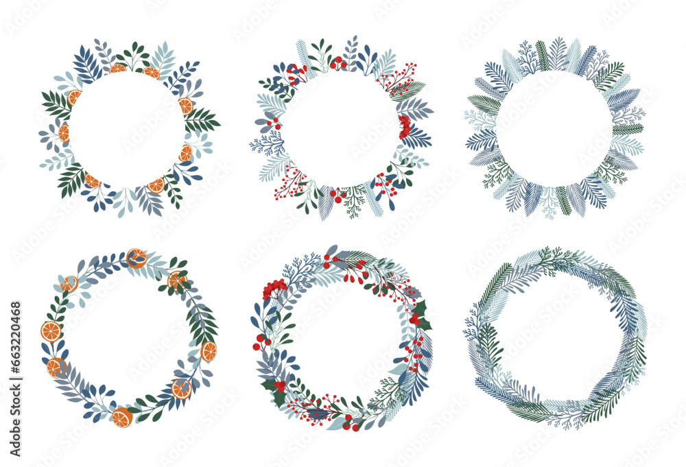 Set of vector frames with plants isolated on white background Set of vector frames with plants isolated on white background