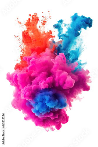 colorful vibrant smoke bomb explosion clouds on transparent background 