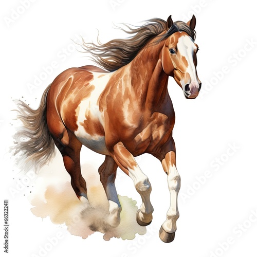 Horse running in watercolor design.