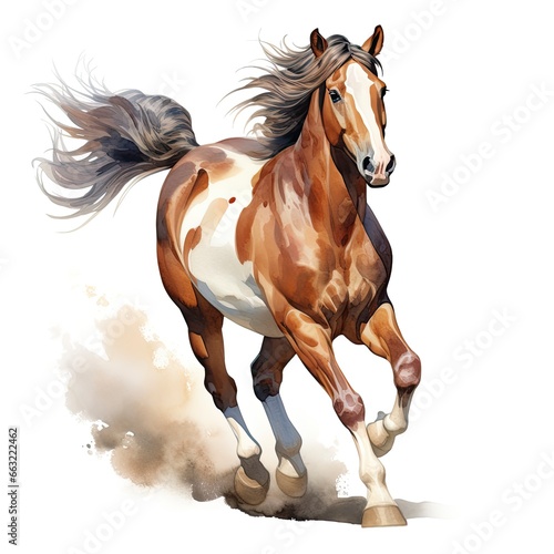 Horse running in watercolor design.