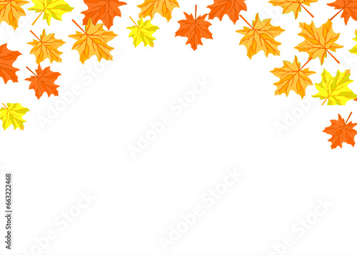 Autumn leaves seasonal fall frame with colorful tree, Autumn with the bottom side you can add your objects