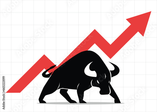 trading bullish position forex stock graph rising up profit grow up red arrow pointing up