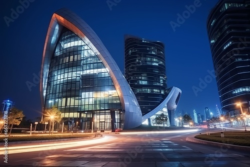 View of the modern building in town