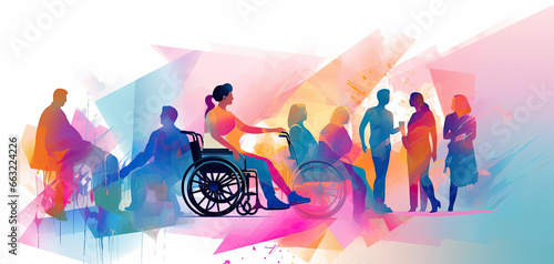 Colourful abstract illustration of diverse people with abstract details