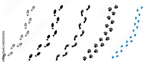 various footprints pattern brush set
