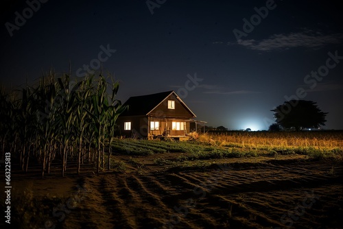 House in the village in night vibe