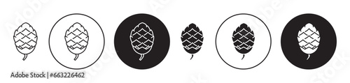 Fir cone icon set. pine nuts vector symbol in black filled and outlined style. photo