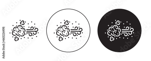 Dust icon set. dirt particle vector symbol. mold pollution cloud sign in black filled and outlined style.
