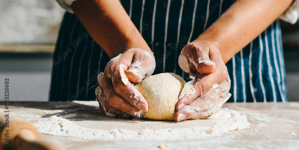 close up of hands of a person making pasta person kneading dough pastry chef making bread 
