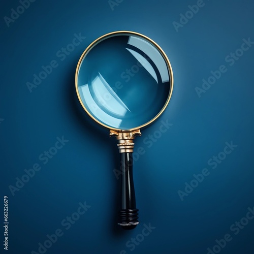 magnifying glass on blue background